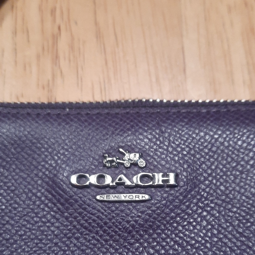 Coach Purple Leather Wristlet with Silver Hardware - Picture 3 of 6